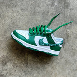 Looped Laces Pine Green thick oval shoelaces tied in a Nike Dunk Low Paisley Pack sneaker