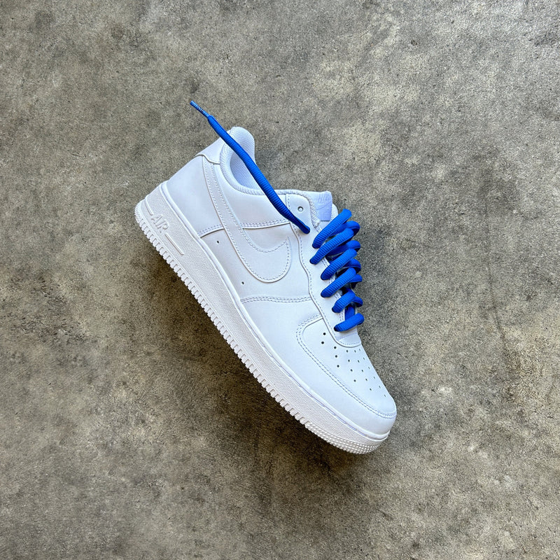 Looped Laces Royal Blue thick oval shoelaces in Nike Air Force 1 sneaker