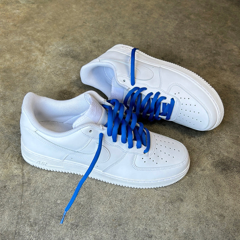 Looped Laces Royal Blue thick oval shoelaces in Nike Air Force 1 sneakers