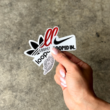 Looped Laces 4-pack sticker pack with Adidas, Air Jordan and Nike style stickers in hand